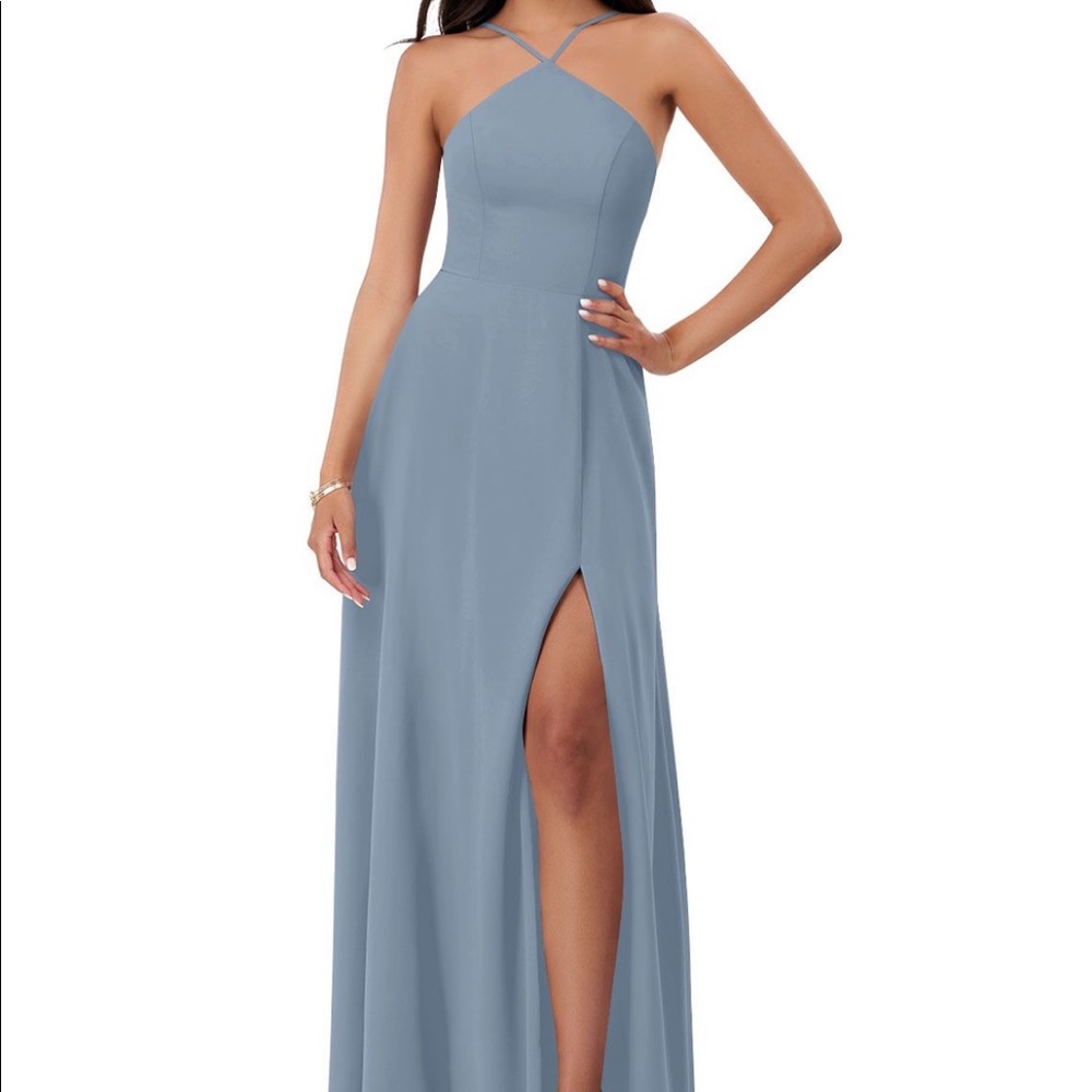 Reposhed Azazie Bailey dusty blue bridesmaid dress